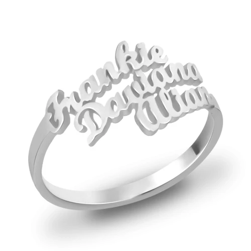 Personalized Ring Custom 3 Names Ring Silver / Copper / 5 Ring MelodyNecklace