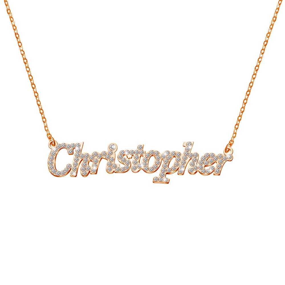 Personalized Shiny Diamond Name Necklace Rose Gold / Normal Sparkling Necklace MelodyNecklace