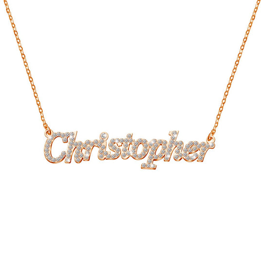 Personalized Shiny Diamond Name Necklace Rose Gold / Normal Sparkling Necklace MelodyNecklace