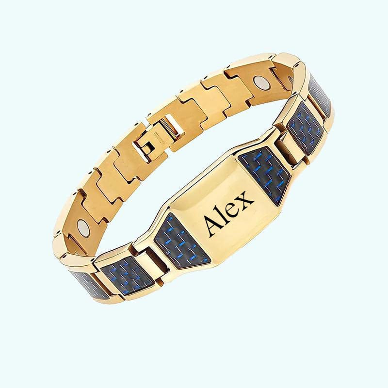 Personalized Stainless Steel Men Bracelet Gold & Blue Bracelet For Man MelodyNecklace