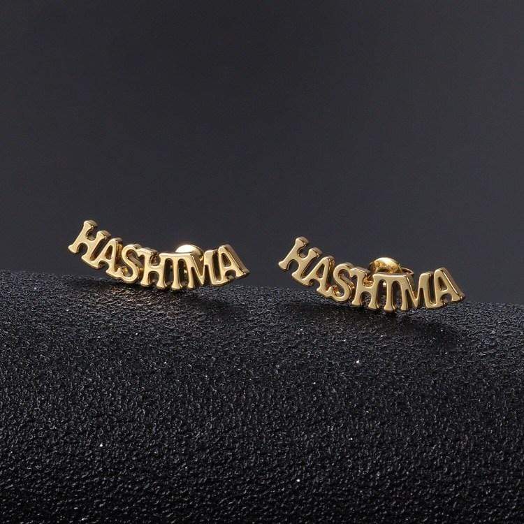 Personalized Stud Name Earrings 18K Gold Earring MelodyNecklace