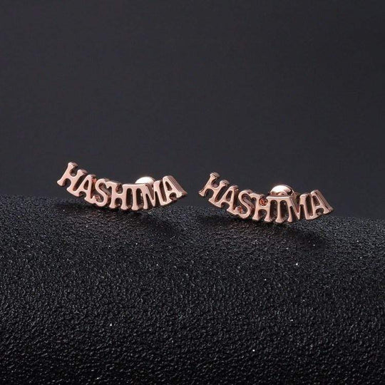 Personalized Stud Name Earrings Rose Gold Earring MelodyNecklace