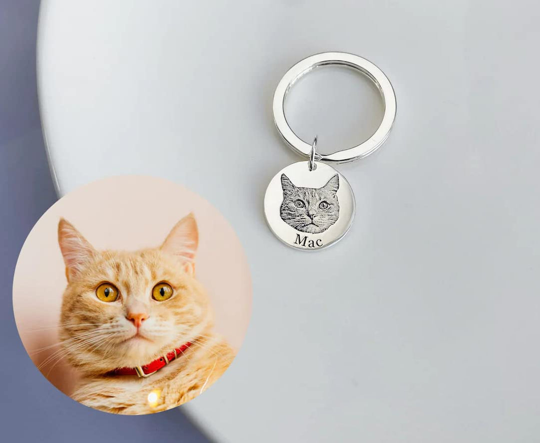 Pet Portrait Keychain 25mm Round Disc Key Ring Keychain MelodyNecklace