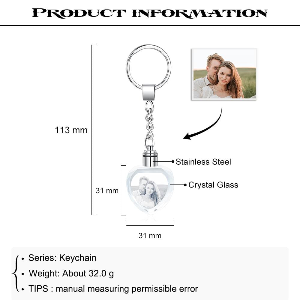 Photo Crystal Custom Keychain Glow Personalization Keychain MelodyNecklace