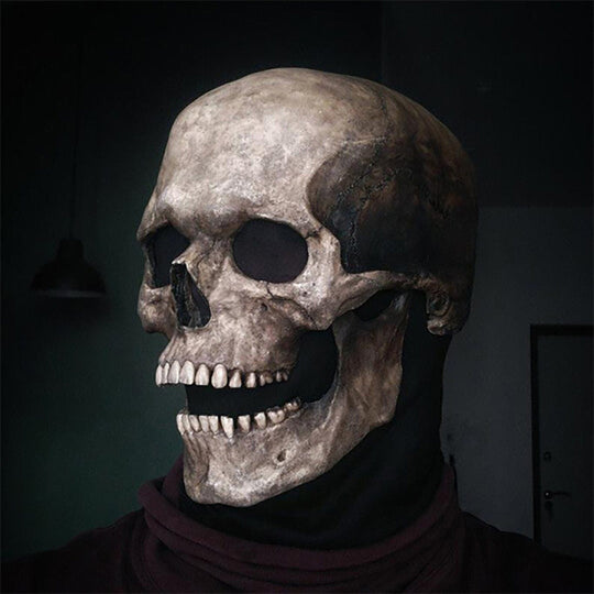 Halloween Full Head Skull Mask Skeleton Mask Costume Movable Jaw
