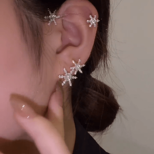 Punch-free Ear Studs Earring With Snowflake or Butterfly Snowflake Earring MelodyNecklace