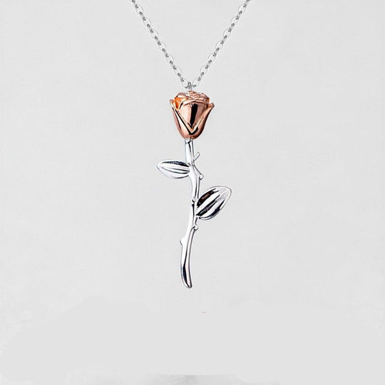 Rose Pendant Necklace Rose Gold & Silver Necklace MelodyNecklace