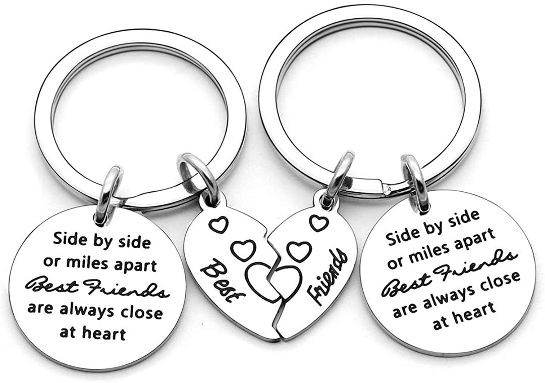 Side by Side or Miles Apart BEST FRIENDS are always close at heart-Puzzle Keychains Set Keychain MelodyNecklace