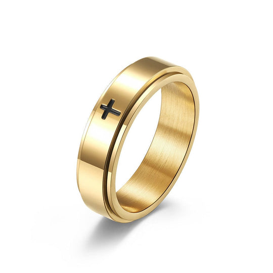 Simple Cross Rotatable Decompression Anxiety Ring Gold / 5 Ring MelodyNecklace