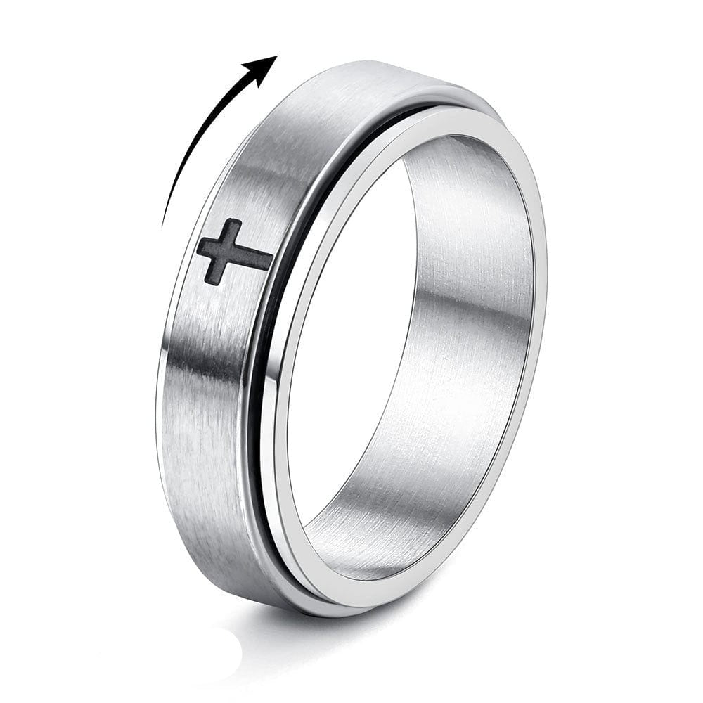 Simple Cross Rotatable Decompression Anxiety Ring Ring MelodyNecklace