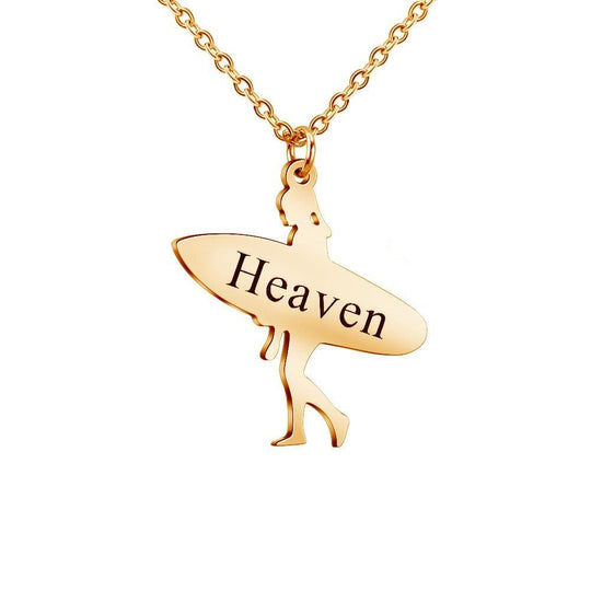 Skateboard Necklace Personalized Name 18K Gold Plated Necklace MelodyNecklace
