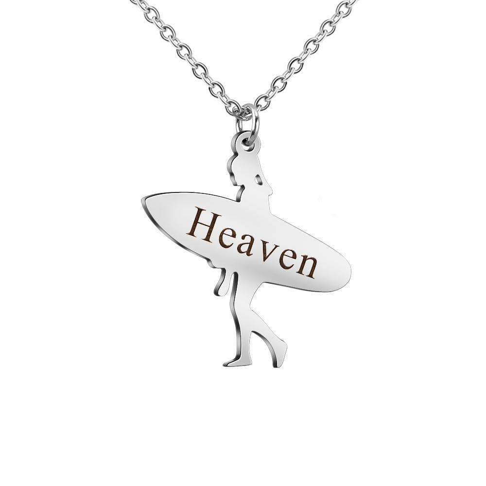 Skateboard Necklace Personalized Name Silver Plated Necklace MelodyNecklace