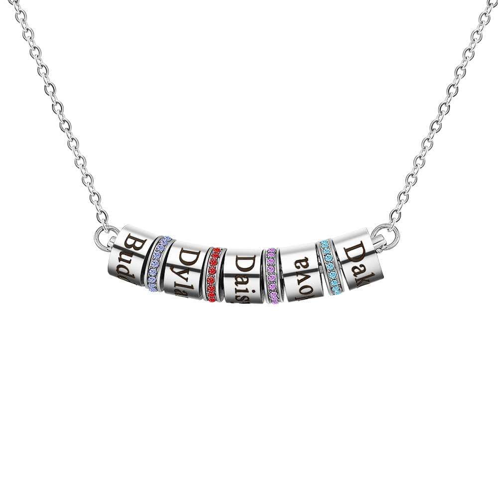 Smile Bar Necklace with Custom Beads and birthstone spacers Silver Necklace MelodyNecklace
