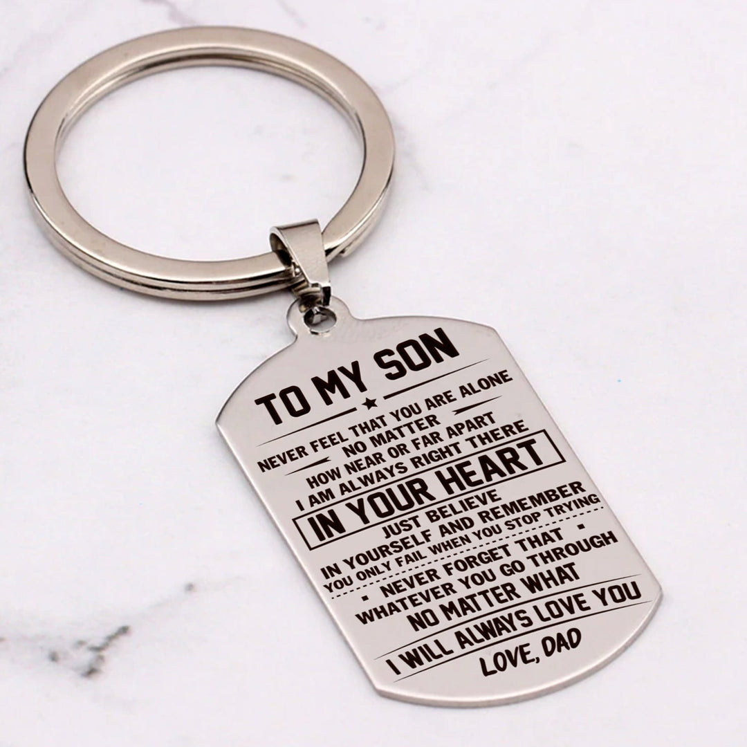 Son Dad-Never Feel That You Are Alone Keychain Keychain MelodyNecklace