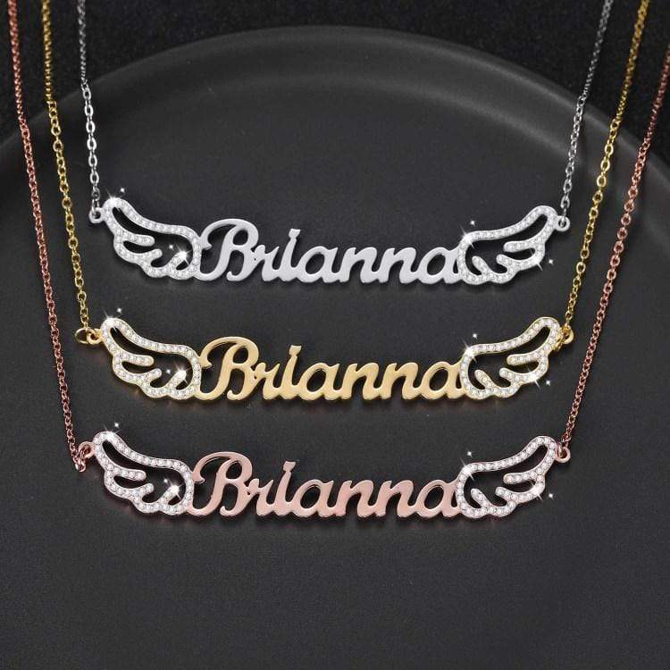 Sparkling Angel Wings Name Necklace Sparkling Necklace MelodyNecklace