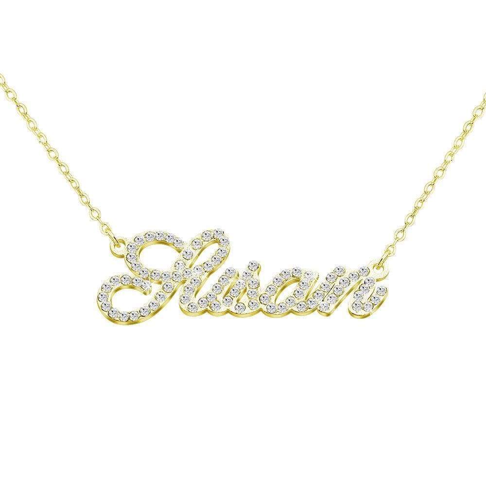 Sparkling Diamond Personlized Name Necklace Gold plated / Diamond Sparkling Necklace MelodyNecklace