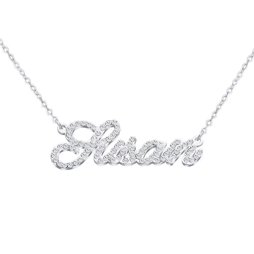 Sparkling Diamond Personlized Name Necklace Silver plated / Diamond Sparkling Necklace MelodyNecklace