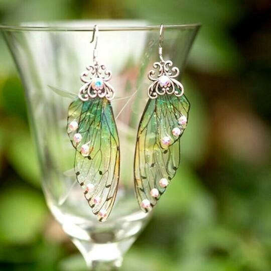 Sprite Fairy Wing&colorful Diamond Gradient Butterfly Wings Earrings GREEN Earring MelodyNecklace