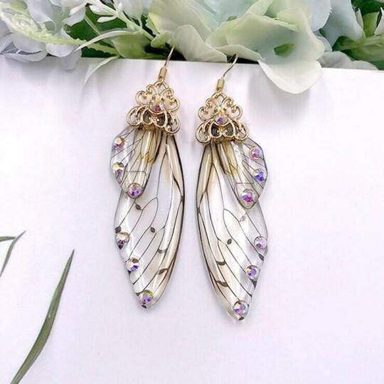 Sprite Fairy Wing&colorful Diamond Gradient Butterfly Wings Earrings TRANSPARENT Earring MelodyNecklace