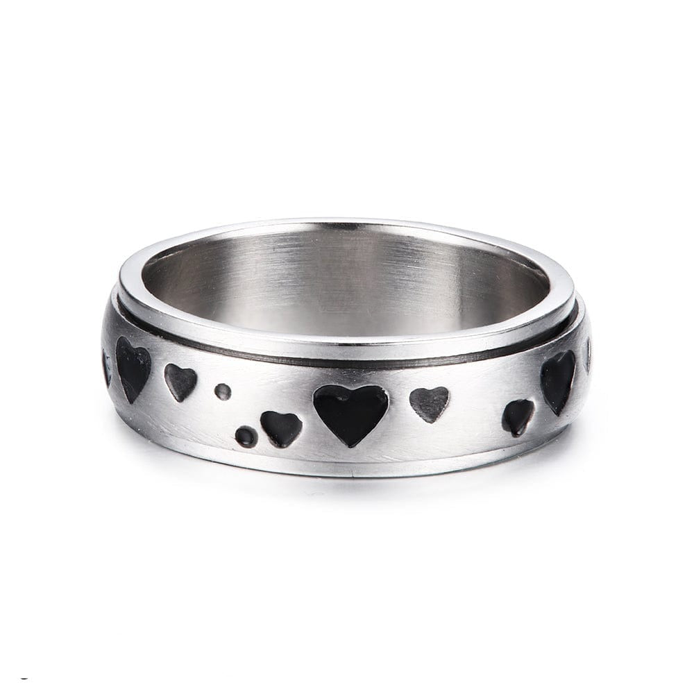 Stainless Steel Heart Spinning Anxiety Ring Ring MelodyNecklace