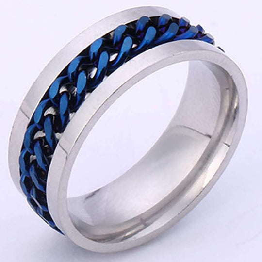 Stainless Steel Spinning Bottle Opener Anxiety Ring Blue / 6 Ring MelodyNecklace