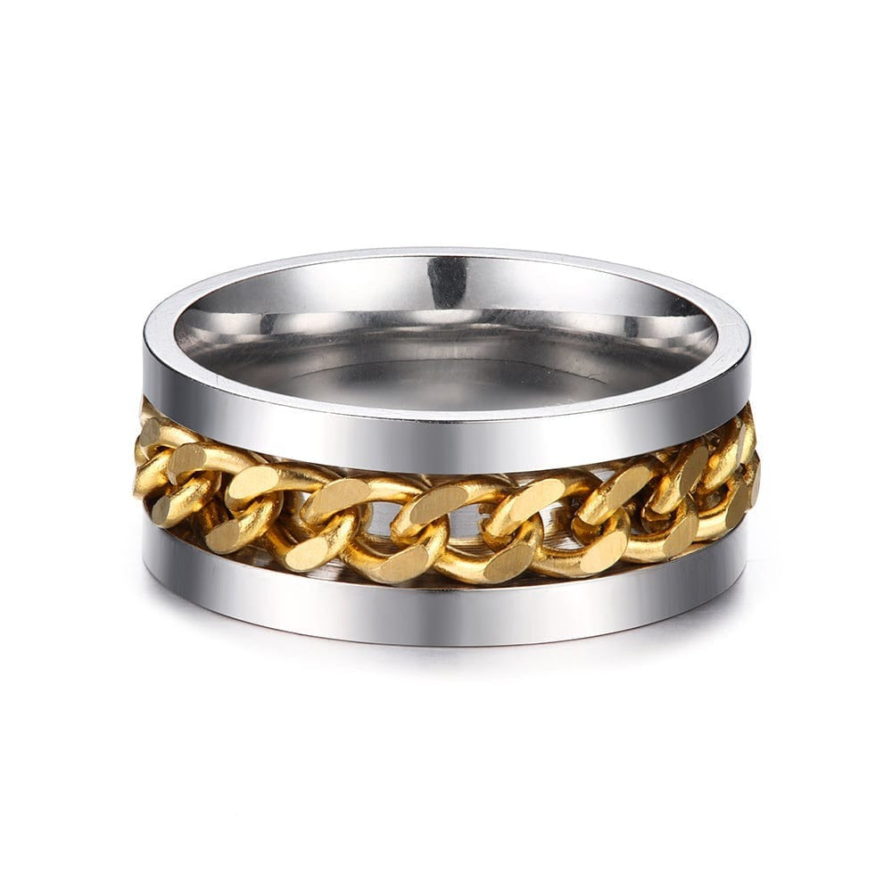 Stainless Steel Spinning Bottle Opener Anxiety Ring Gold / 6 Ring MelodyNecklace