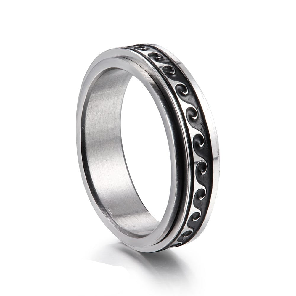 Stainless Steel Wave Anxiety Spinner Ring Ring MelodyNecklace