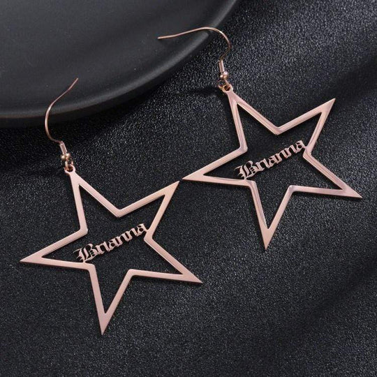 Star Drop Name Earrings Earring MelodyNecklace