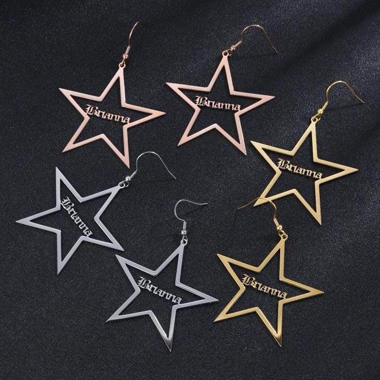 Star Drop Name Earrings Earring MelodyNecklace