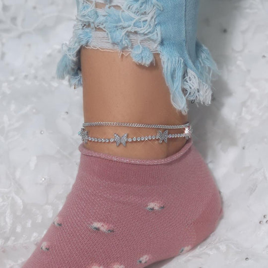 Summer Jewelry Diamond Butterfly Wings Anklet Anklet GG