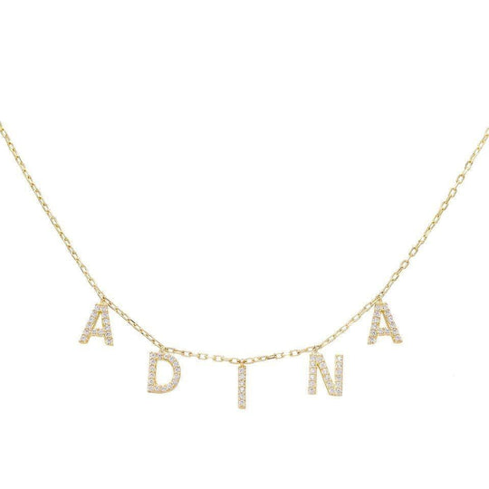 Summer Jewelry Diamond Initial Name Necklace Gold Sparkling Necklace MelodyNecklace