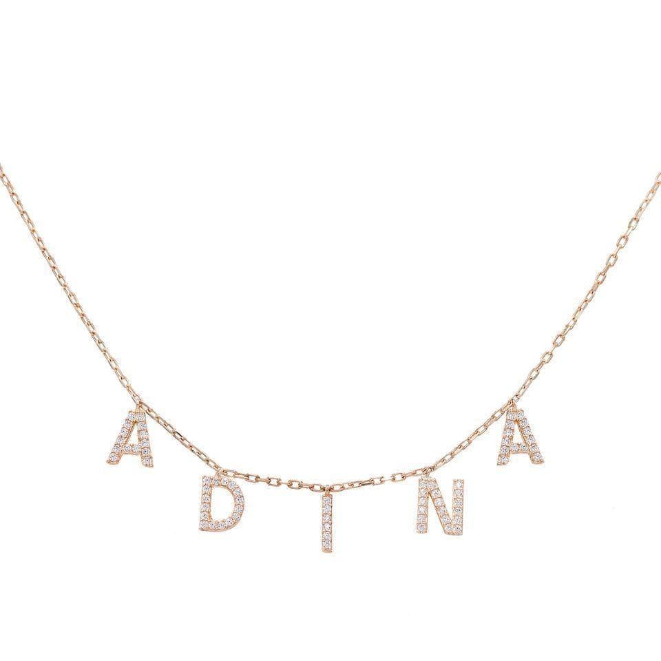 Summer Jewelry Diamond Initial Name Necklace Rose Gold Sparkling Necklace MelodyNecklace