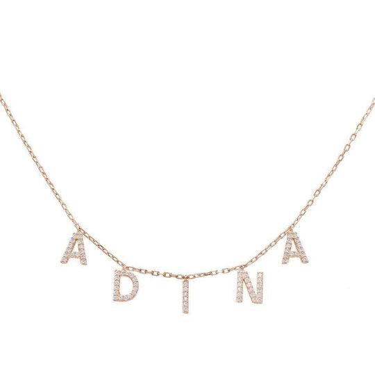 Summer Jewelry Diamond Initial Name Necklace Rose Gold Sparkling Necklace MelodyNecklace