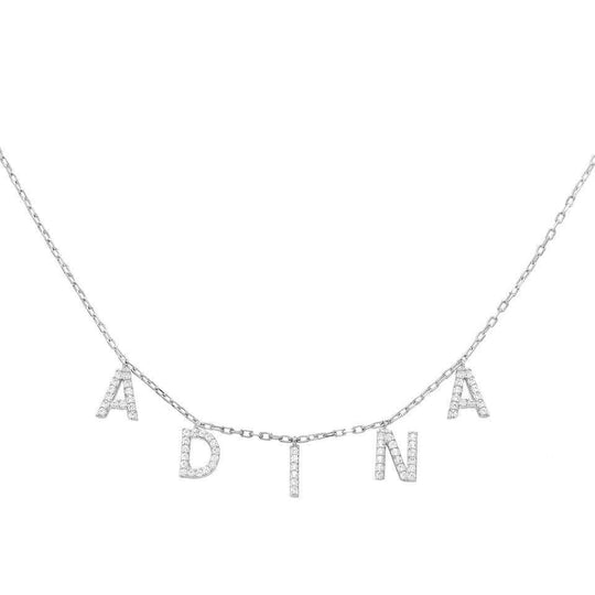 Summer Jewelry Diamond Initial Name Necklace Silver Sparkling Necklace MelodyNecklace
