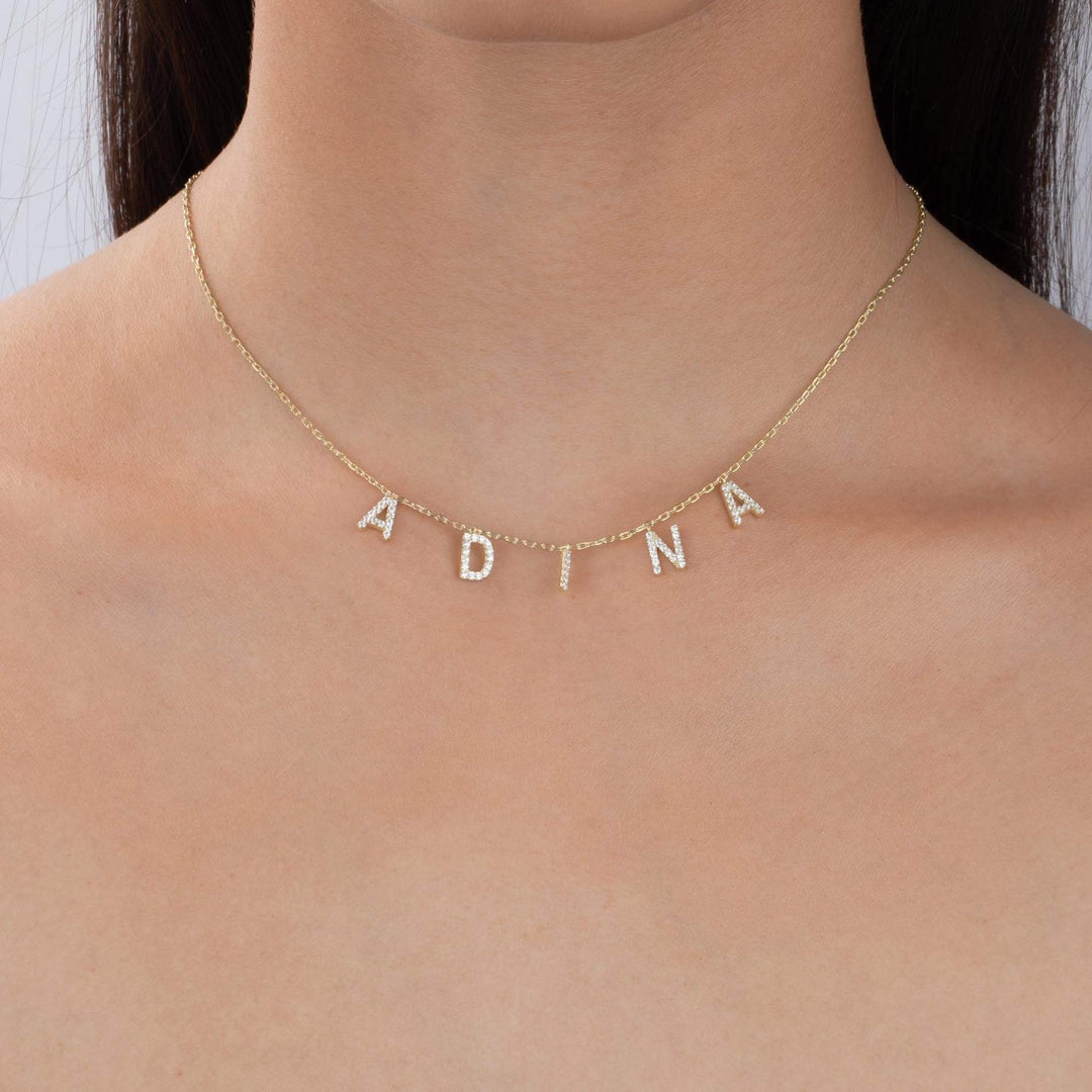 Summer Jewelry Diamond Initial Name Necklace Sparkling Necklace MelodyNecklace
