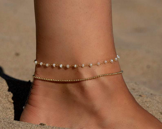 Summer Jewelry Freshwater pearl anklet, Gold pearl ankle bracelet, Anklet MelodyNecklace