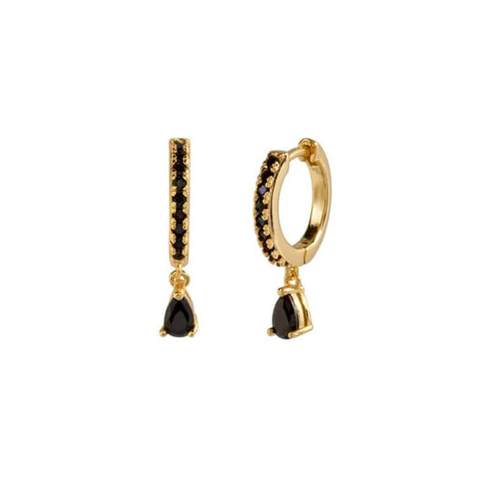 Teardrop Zircon Earrings Gold / Black Earrings MelodyNecklace