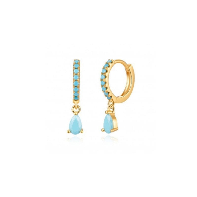 Teardrop Zircon Earrings Gold / Blue Earrings Kosiner