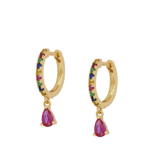 Teardrop Zircon Earrings Gold / Colorful Earrings Kosiner