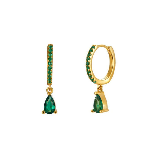 Teardrop Zircon Earrings Gold / Green Earrings Kosiner