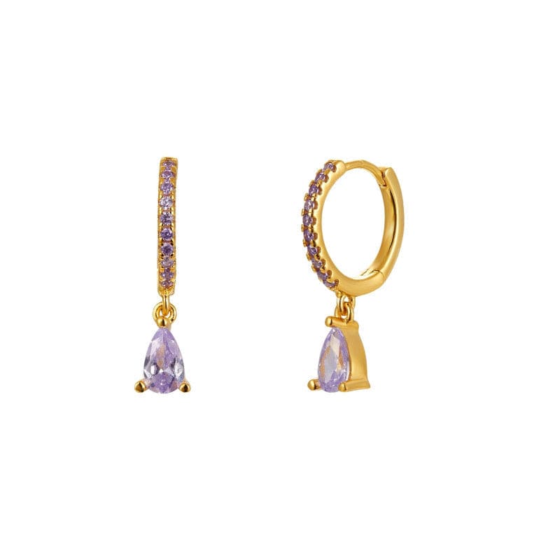 Teardrop Zircon Earrings Gold / Purple Earrings MelodyNecklace