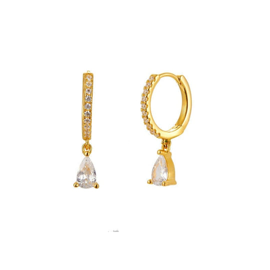 Teardrop Zircon Earrings Gold / White Earrings Kosiner