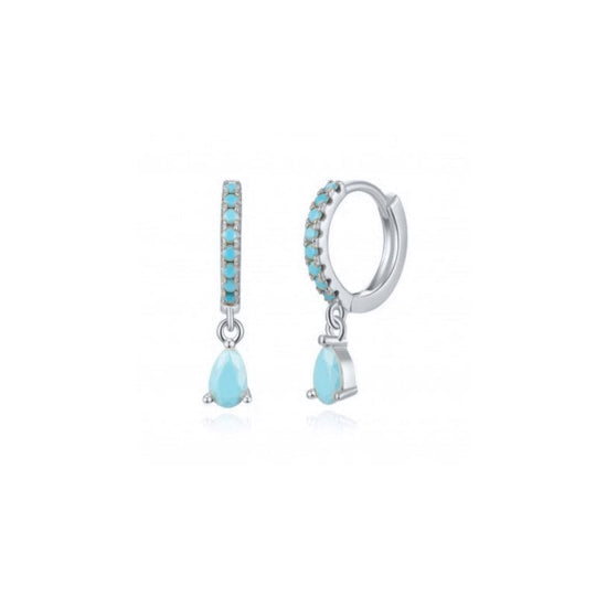 Teardrop Zircon Earrings Silver / Blue Earrings Kosiner