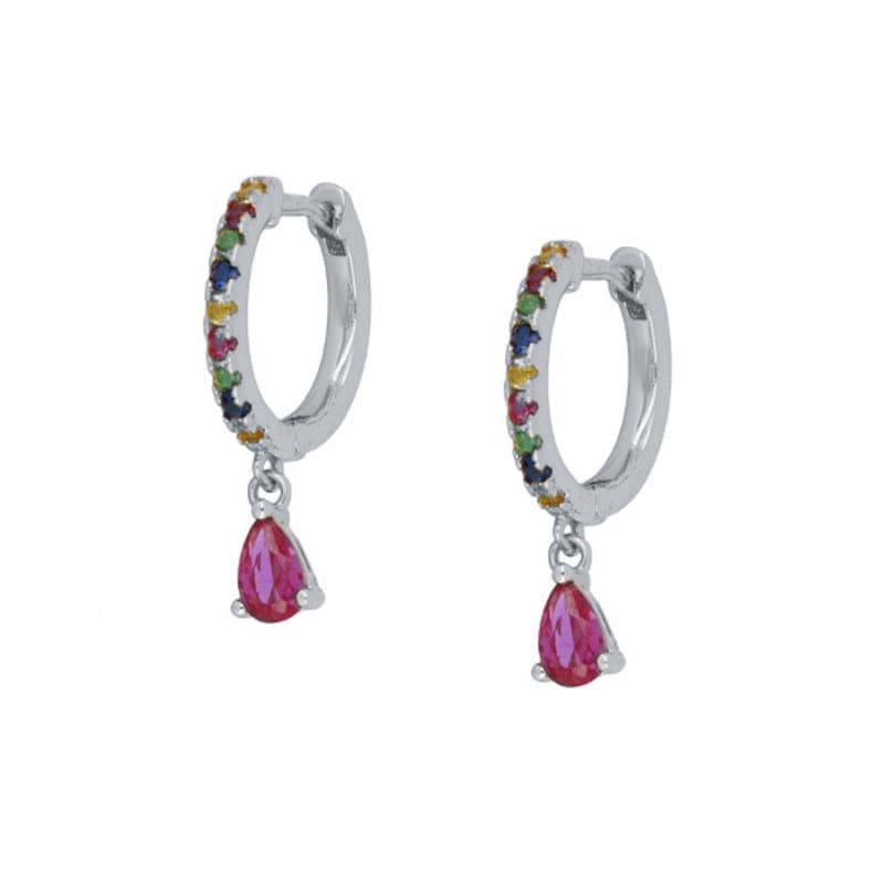 Teardrop Zircon Earrings Silver / Colorful Earrings Kosiner