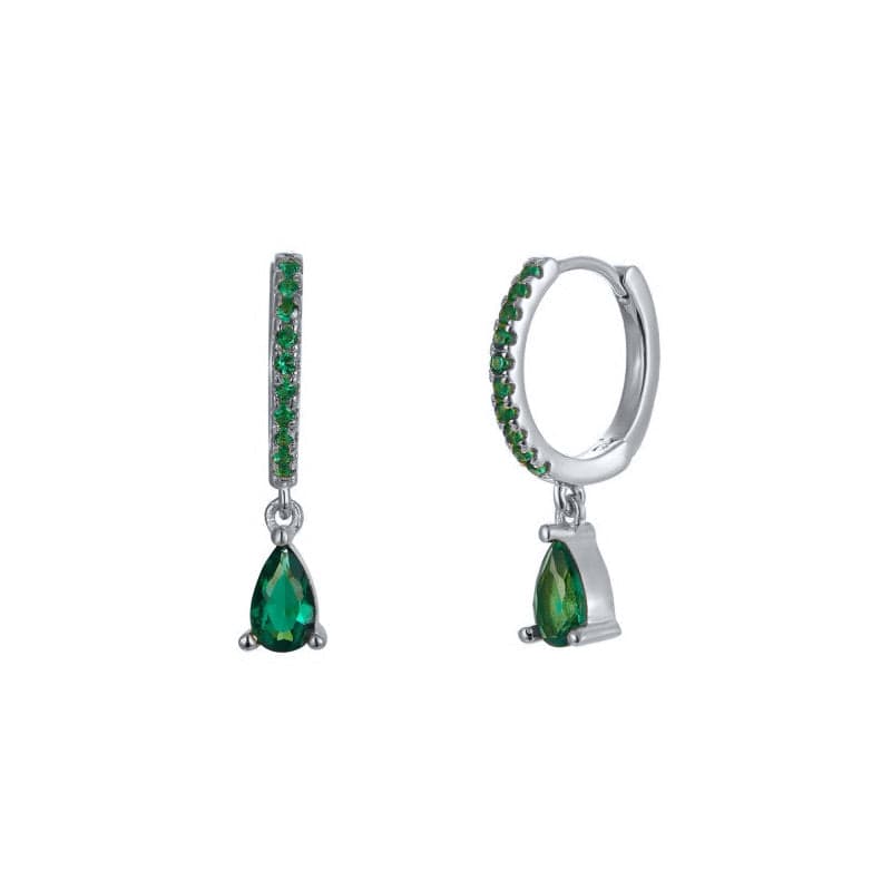 Teardrop Zircon Earrings Silver / Green Earrings Kosiner