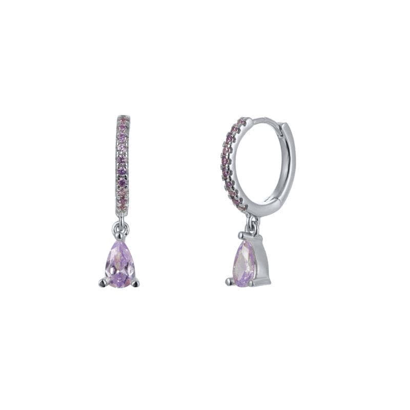 Teardrop Zircon Earrings Silver / Purple Earrings MelodyNecklace