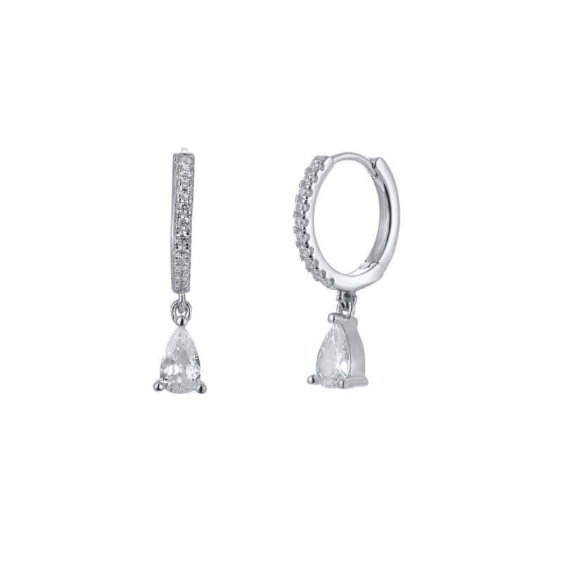 Teardrop Zircon Earrings Silver / White Earrings Kosiner