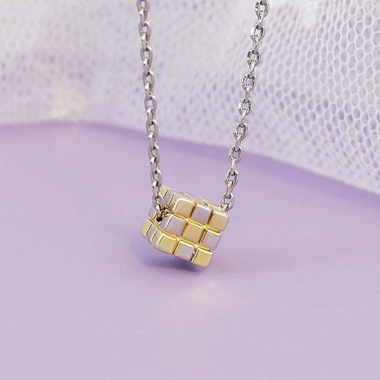 Three-dimensional Rubik's Cube Pendant Necklace for girl MelodyNecklace