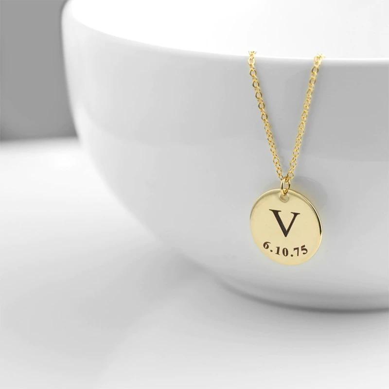 Tiny Birthday Initials Necklace Gold Mom Necklace MelodyNecklace