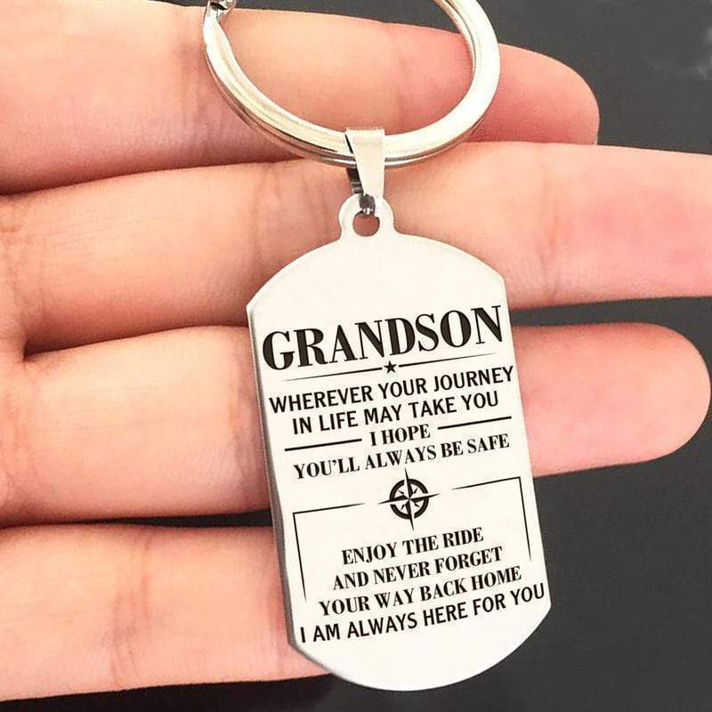 To Grandson-Wherever Your Journey In Life May Take You Keychain MelodyNecklace